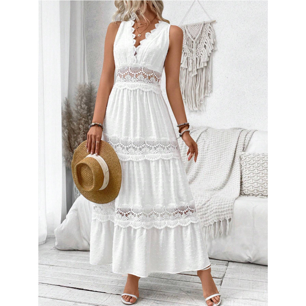 Robe sans manches à col en V