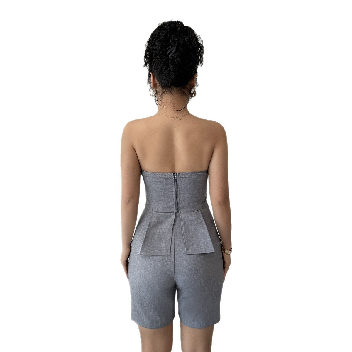 Ensemble haut tube et short tailleur simple de loisirs européen et américain