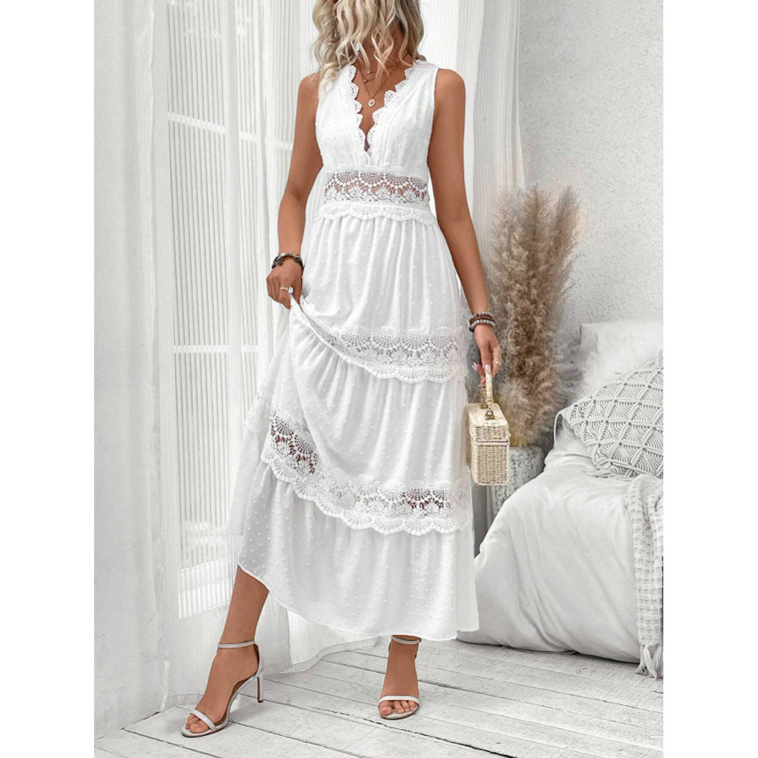 Robe sans manches à col en V