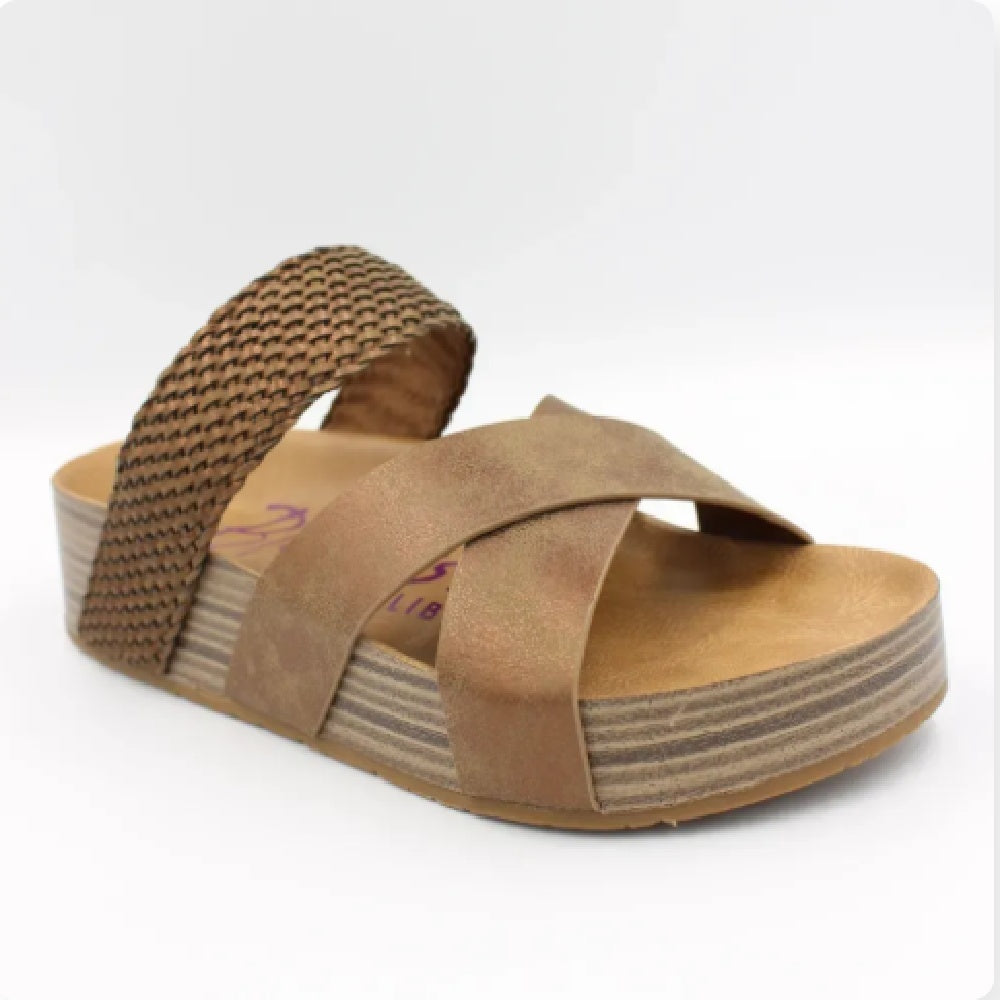 Sandales tissées décontractées à la mode de couleur unie