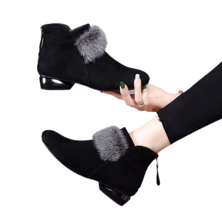 Bottes d'hiver en caoutchouc synthétique avec fermeture éclair à l'arrière et Velboa