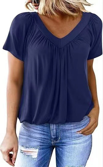 T-shirt d'été à manches courtes et col en V