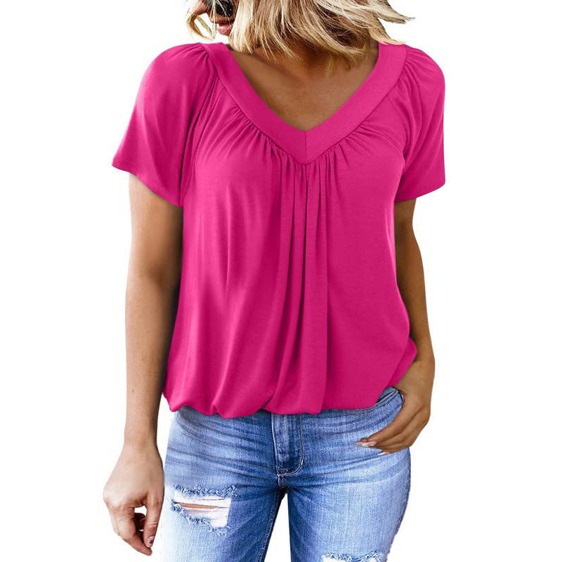 T-shirt d'été à manches courtes et col en V