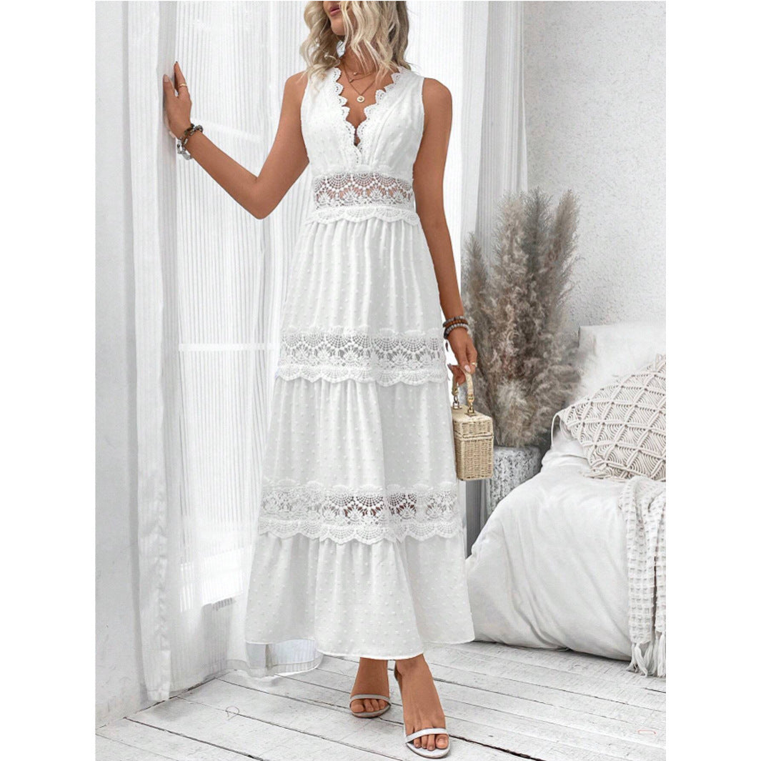 Robe sans manches à col en V
