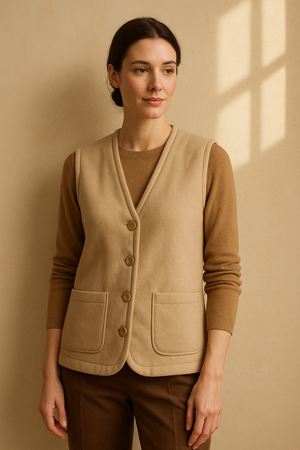 Gilet long beige élégant Rue Paris — beige (vue 3)