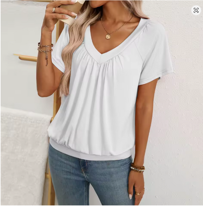 T-shirt d'été à manches courtes et col en V
