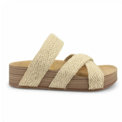 Sandales tissées décontractées à la mode de couleur unie