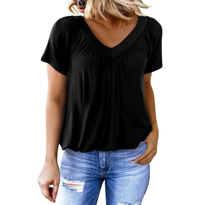 T-shirt d'été à manches courtes et col en V