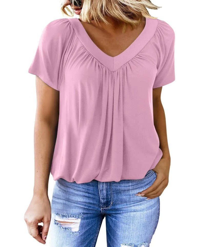 T-shirt d'été à manches courtes et col en V