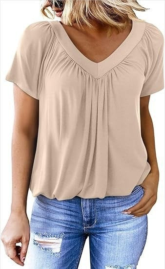 T-shirt d'été à manches courtes et col en V