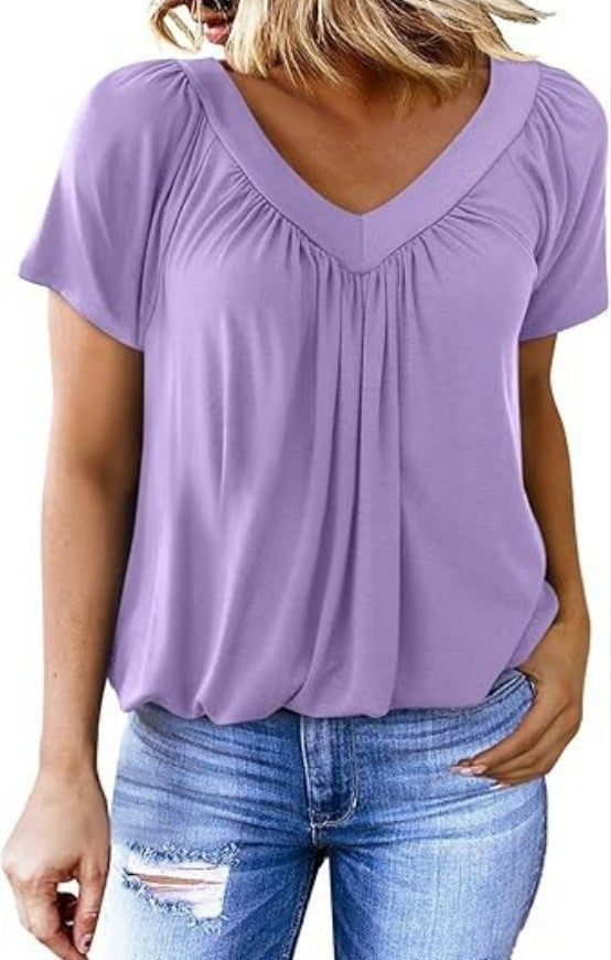 T-shirt d'été à manches courtes et col en V
