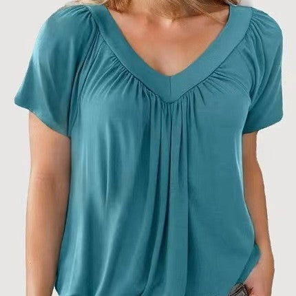 T-shirt d'été à manches courtes et col en V