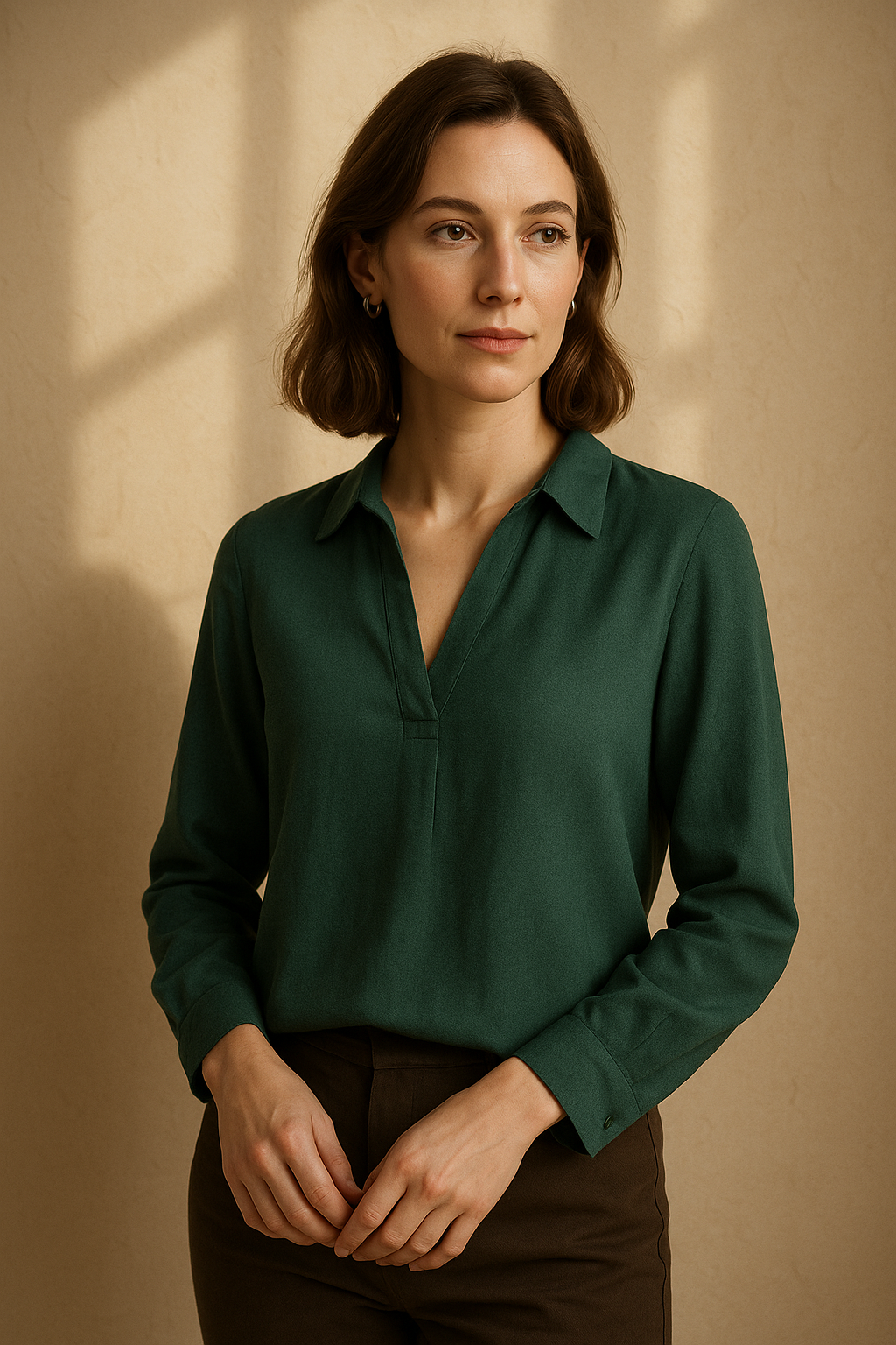 Blouse élégante beige à nouer - Numoco — green (vue 3)