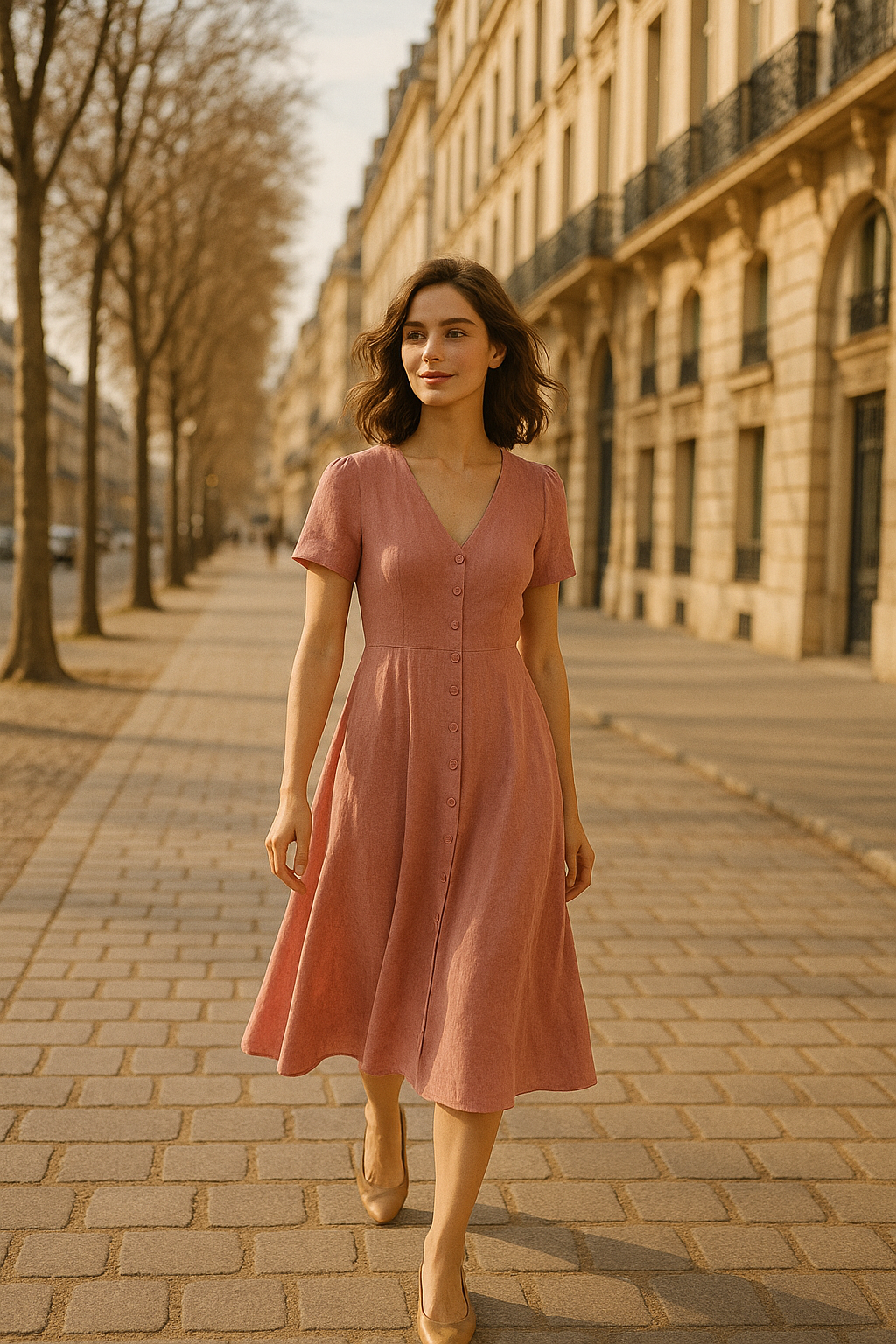 Blouse élégante beige à nouer - Numoco — pink (vue 2)