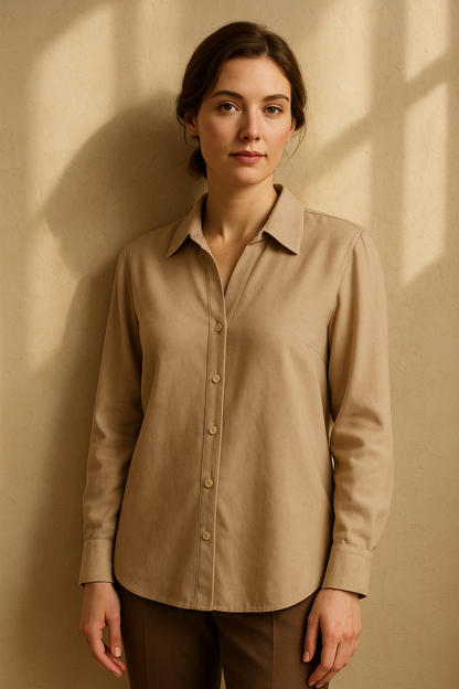 Blouse élégante beige à nouer - Numoco — beige (vue 3)