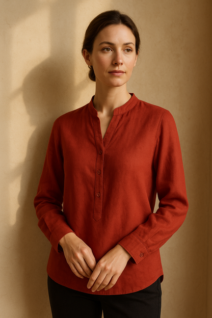 Blouse élégante beige à nouer - Numoco — red (vue 3)