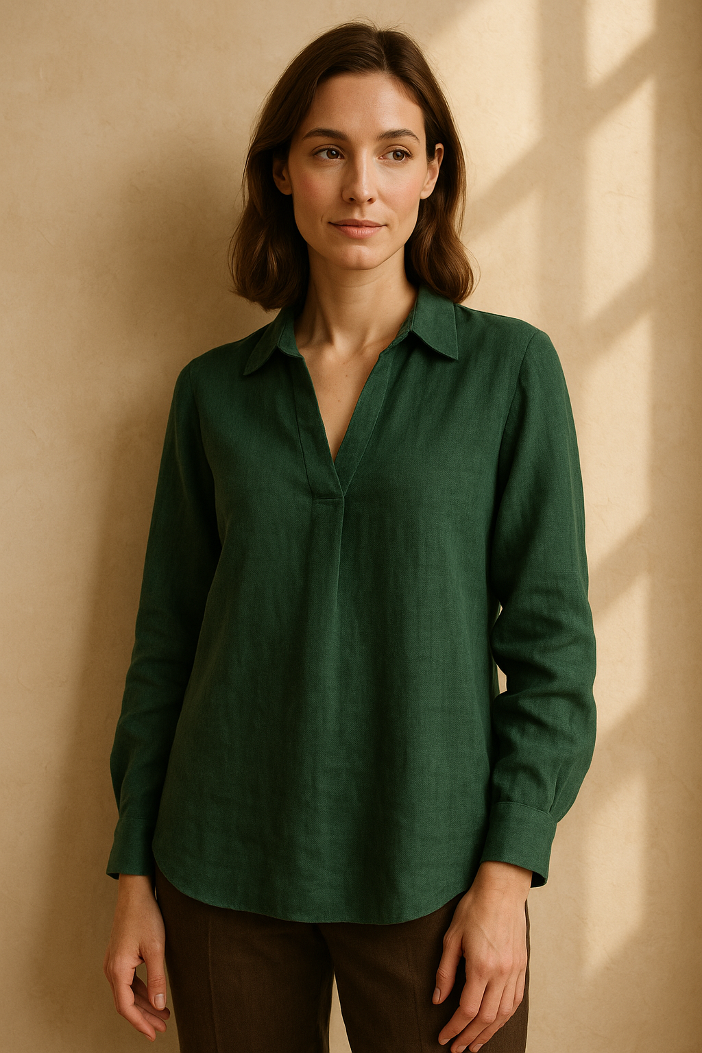 Blouse élégante beige à nouer - Numoco — green (vue 3)