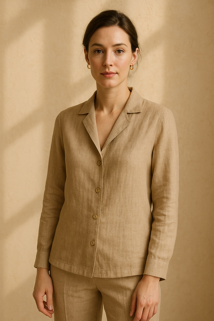 Blouse élégante beige à nouer - Numoco — beige (vue 3)