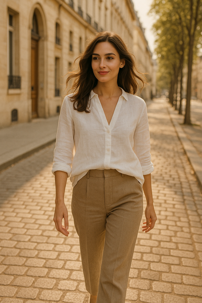 Blouse élégante beige à nouer - Numoco — white (vue 2)