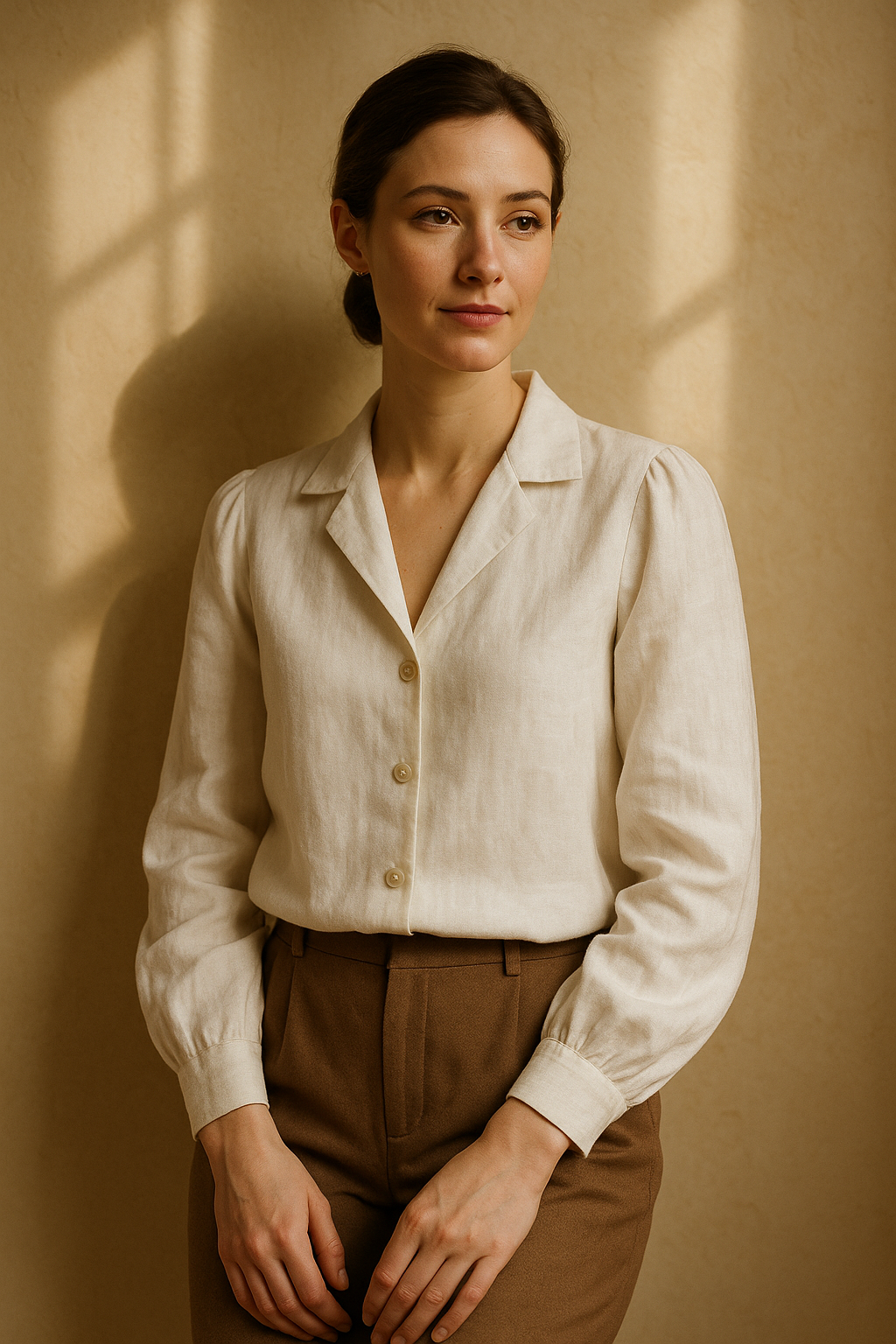 Blouse élégante beige à nouer - Numoco — white (vue 3)
