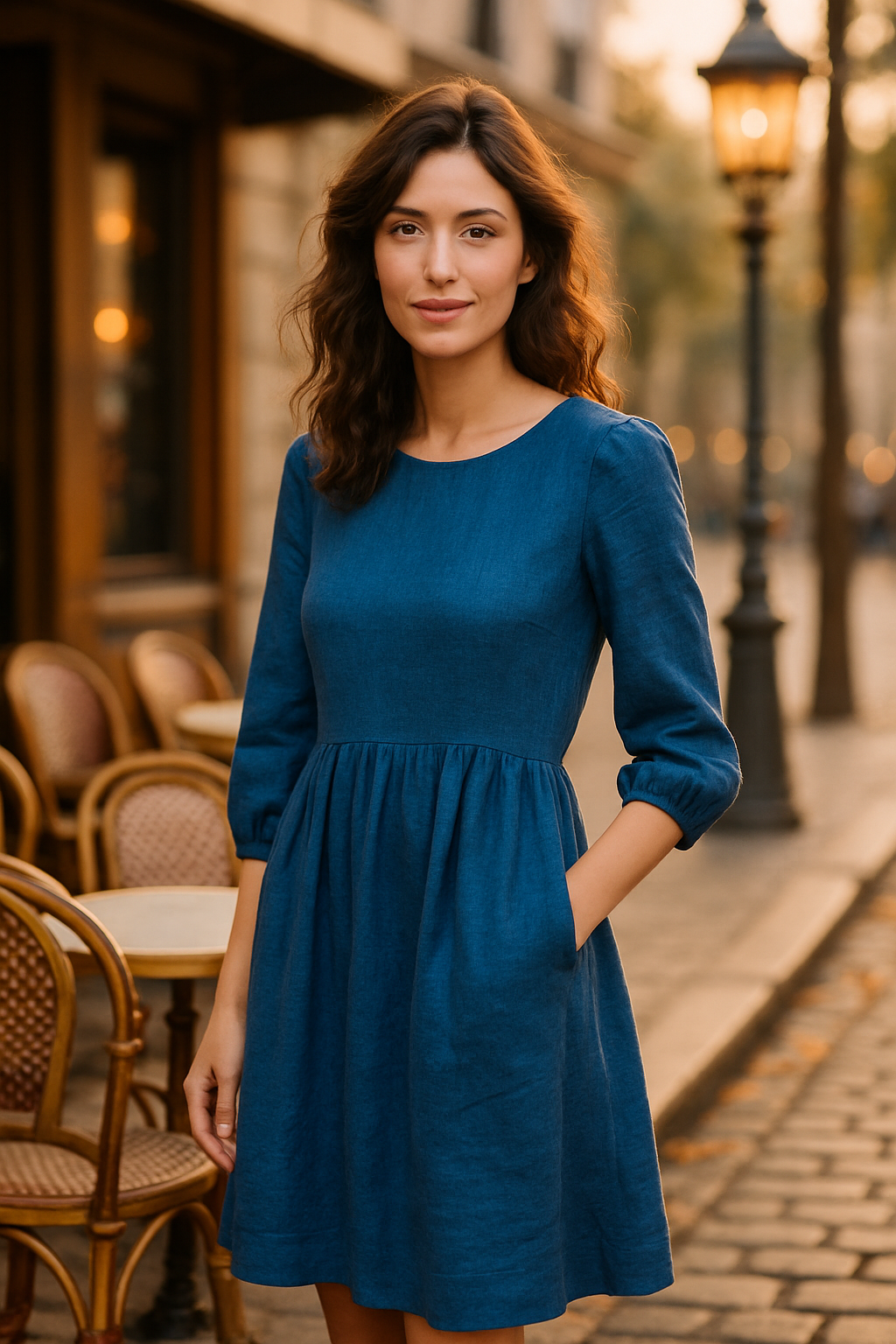 Robe Boyka en bleu élégant - Numoco — blue (vue 1)