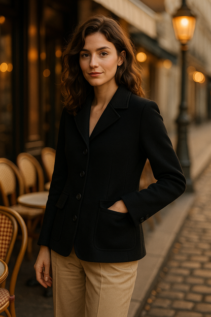 Blazer classique rose en coton - Mirale — black (vue 1)