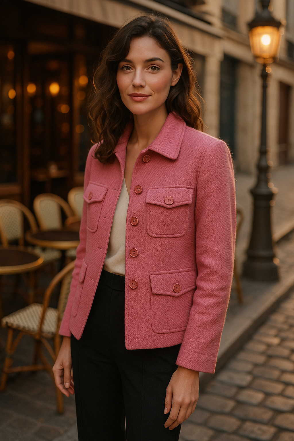 Blazer classique rose en coton - Mirale — pink (vue 1)