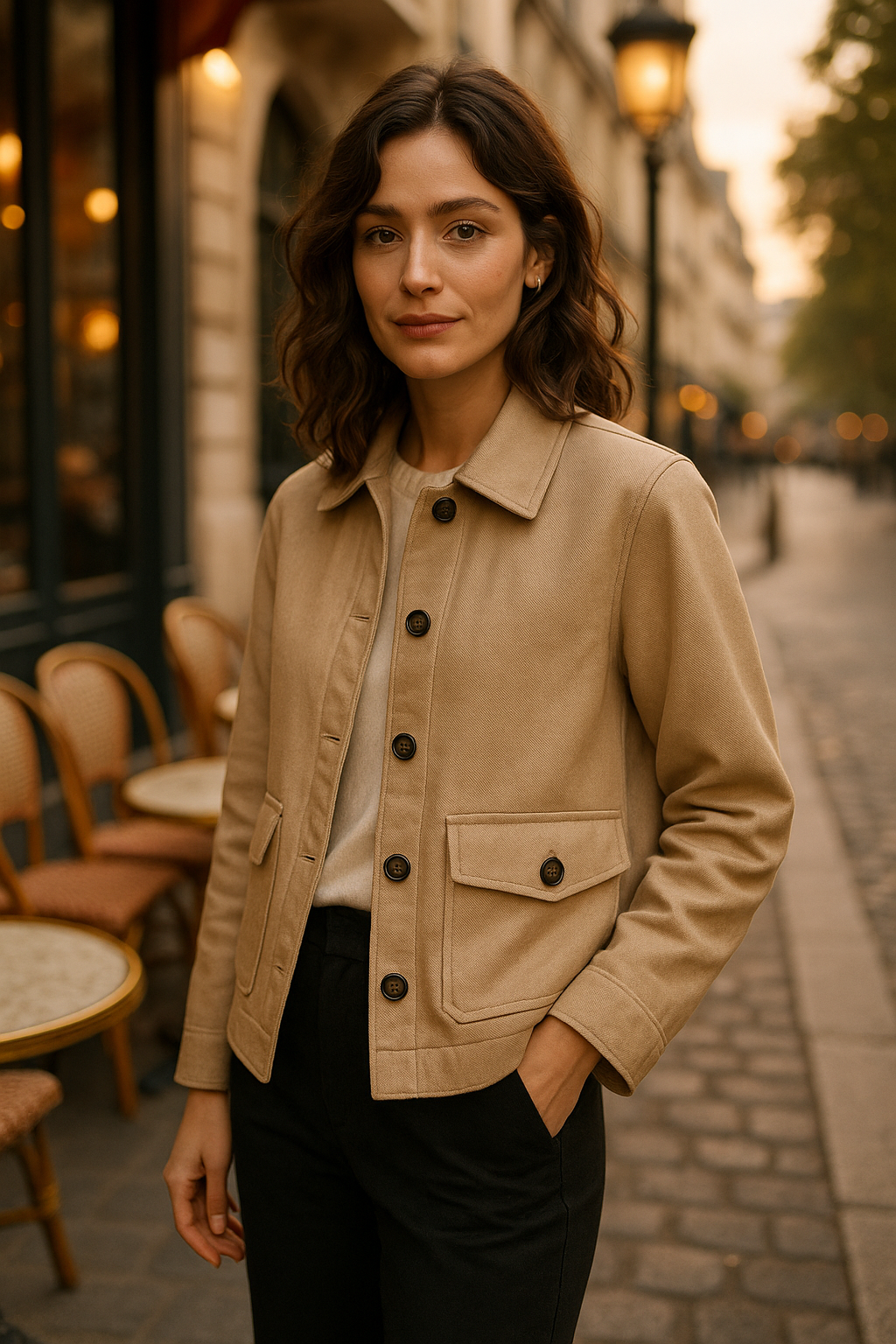 Blazer classique rose en coton - Mirale — beige (vue 1)