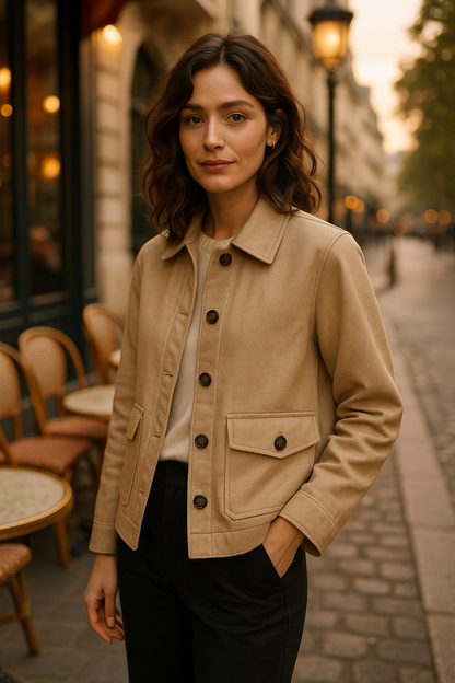 Blazer classique rose en coton - Mirale — beige (vue 1)