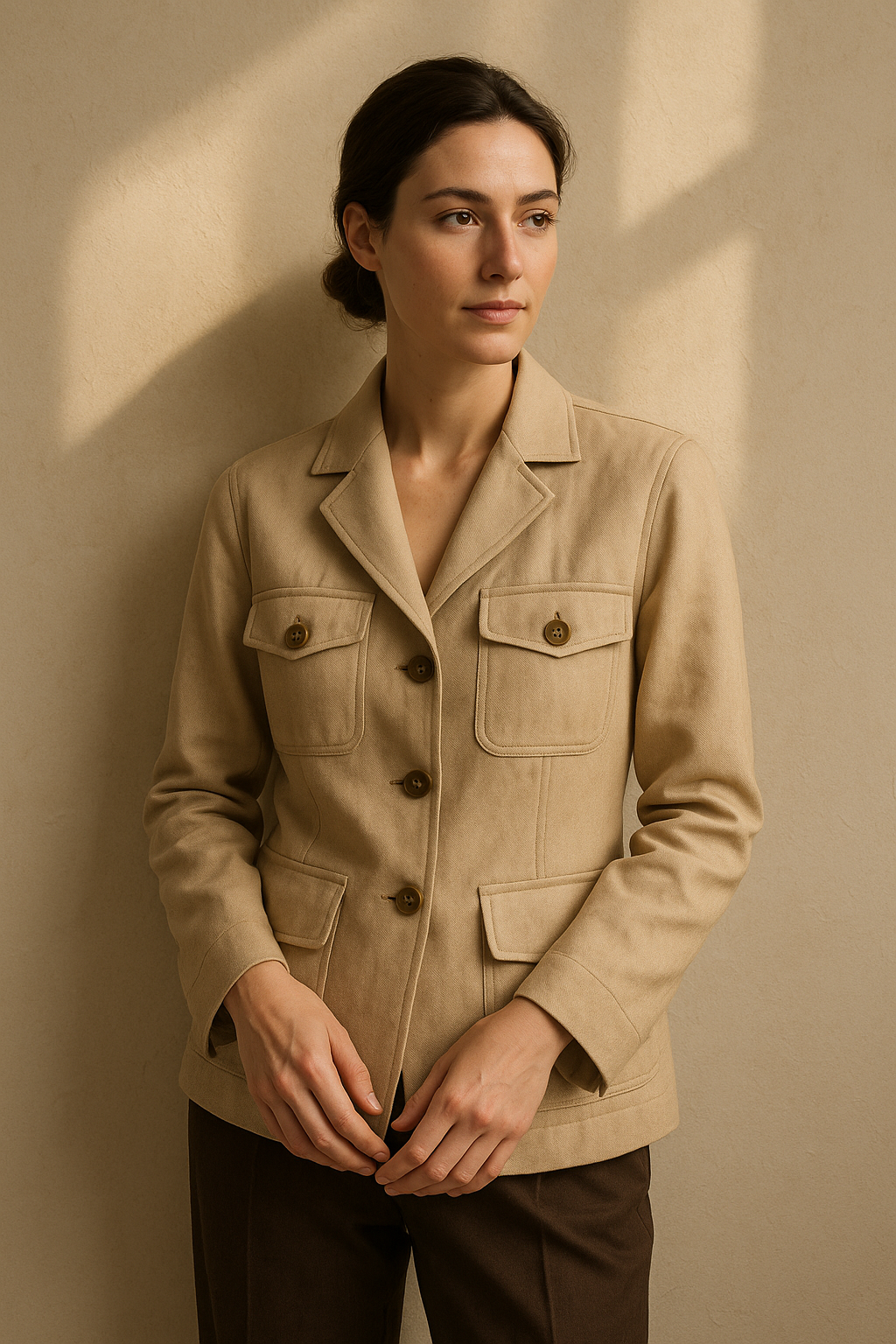 Blazer classique rose en coton - Mirale — beige (vue 3)