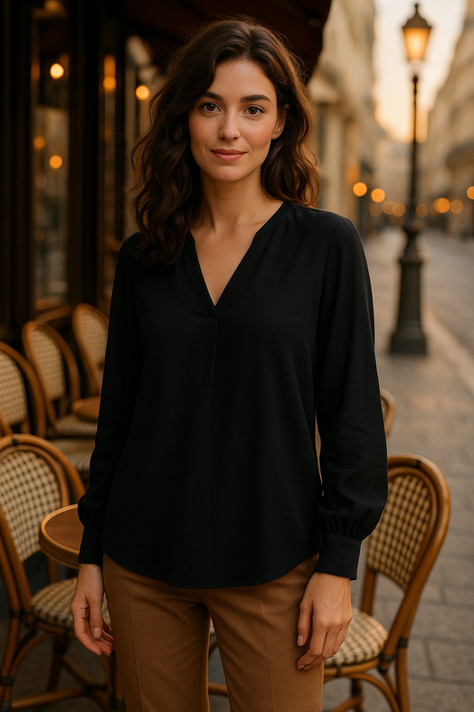 Blouse Dalia beige élégante par Mirale — black (vue 1)