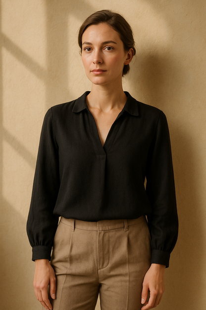 Blouse Dalia beige élégante par Mirale — black (vue 3)