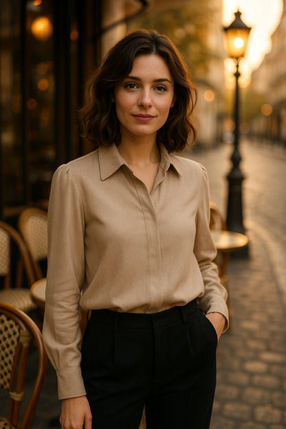 Blouse Dalia beige élégante par Mirale — beige (vue 1)