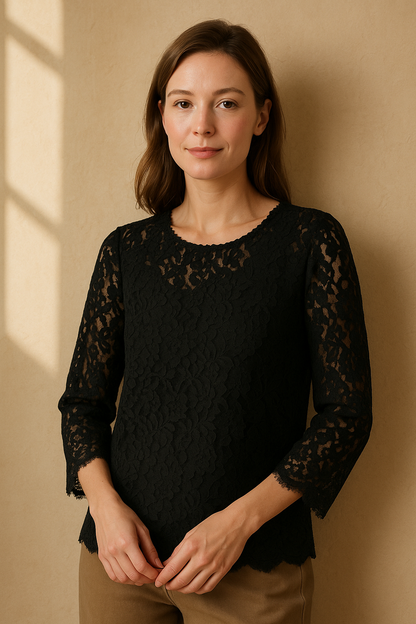 Blouse Dalia beige en dentelle élégante - Mirale — black (vue 3)