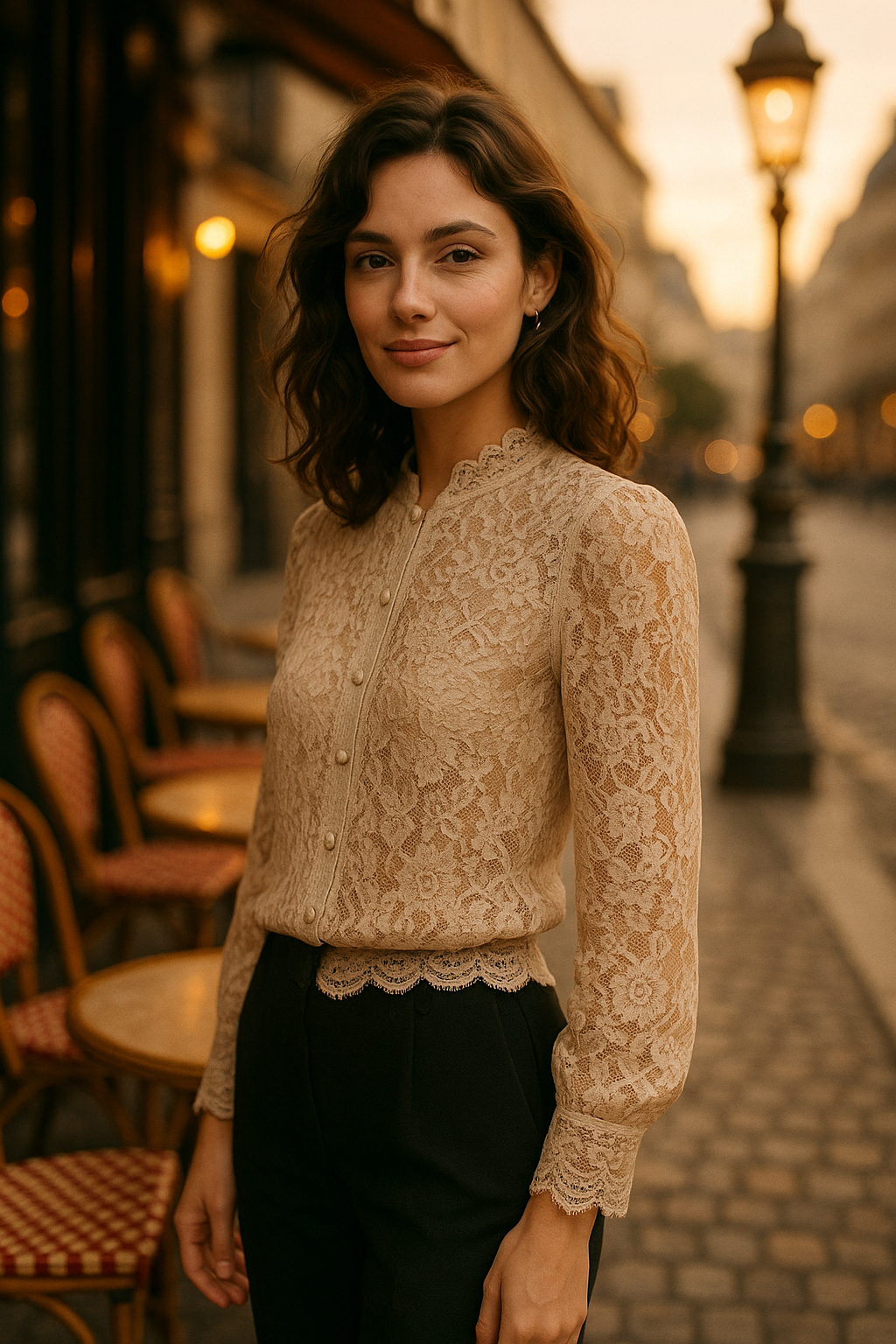 Blouse Dalia beige en dentelle élégante - Mirale — beige (vue 1)