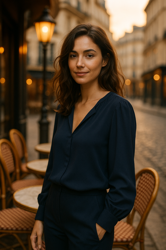 Blouse Lily en Viscose Bleu Marine - Mirale — navy blue (vue 1)