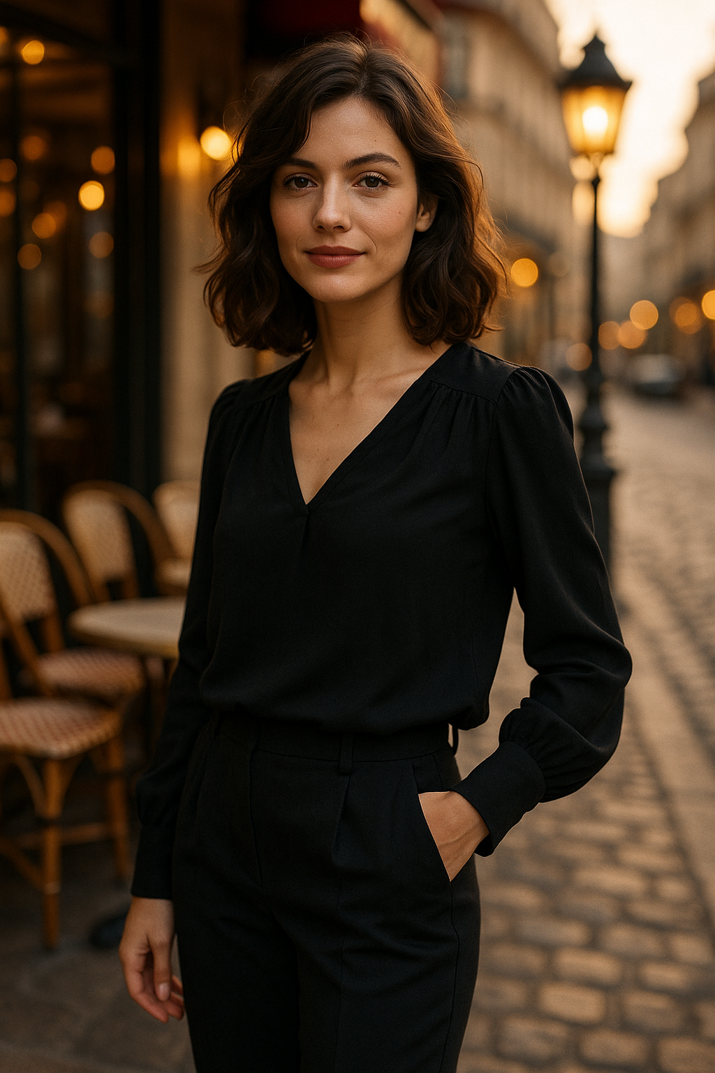 Blouse Lily en Viscose Bleu Marine - Mirale — black (vue 1)