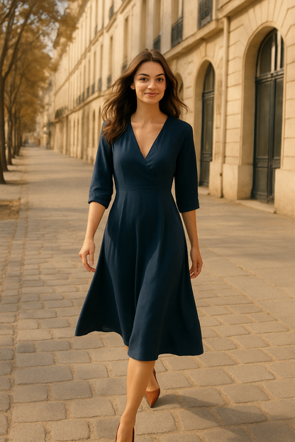 Robe longue en viscose marron Senai - Mirale — navy blue (vue 2)