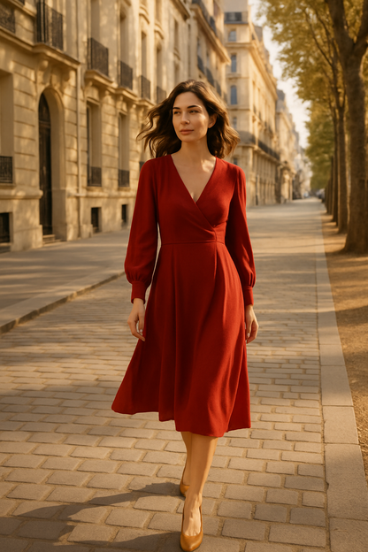 Robe longue en viscose marron Senai - Mirale — red (vue 2)