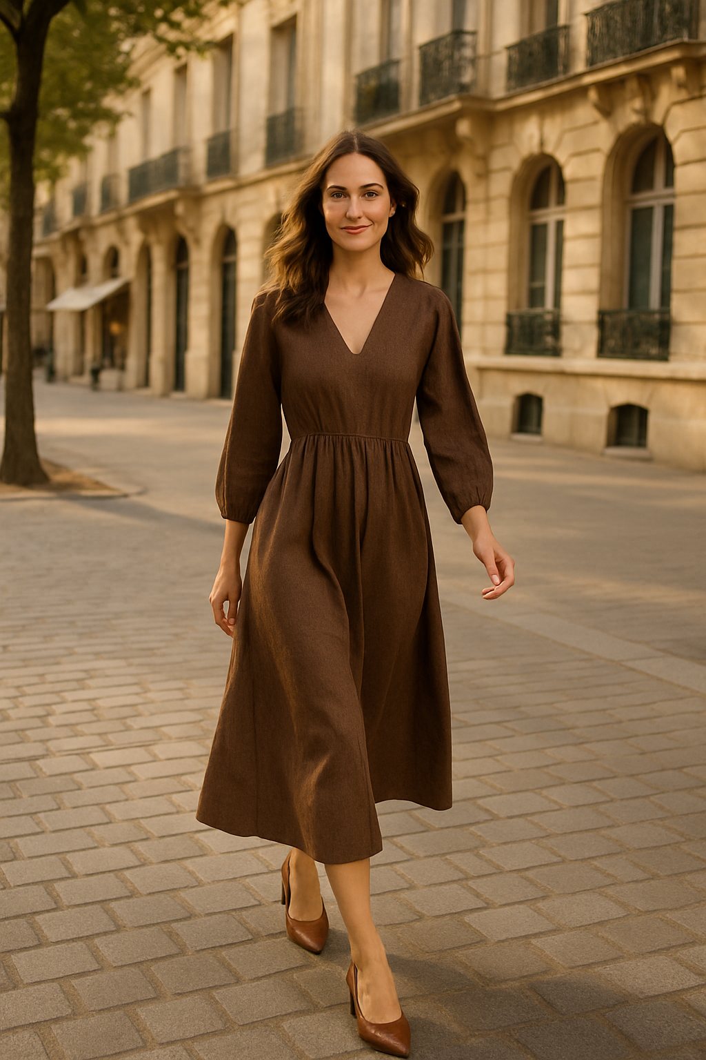 Robe longue en viscose marron Senai - Mirale — brown (vue 2)