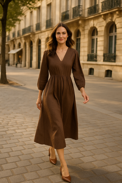 Robe longue en viscose marron Senai - Mirale — brown (vue 2)