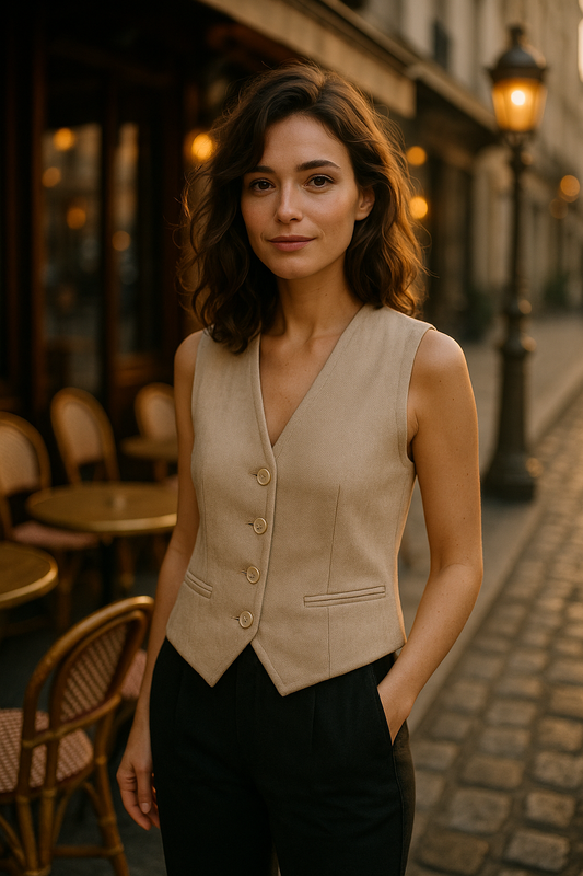 Gilet Fliss beige en coton - Mirale — beige (vue 1)