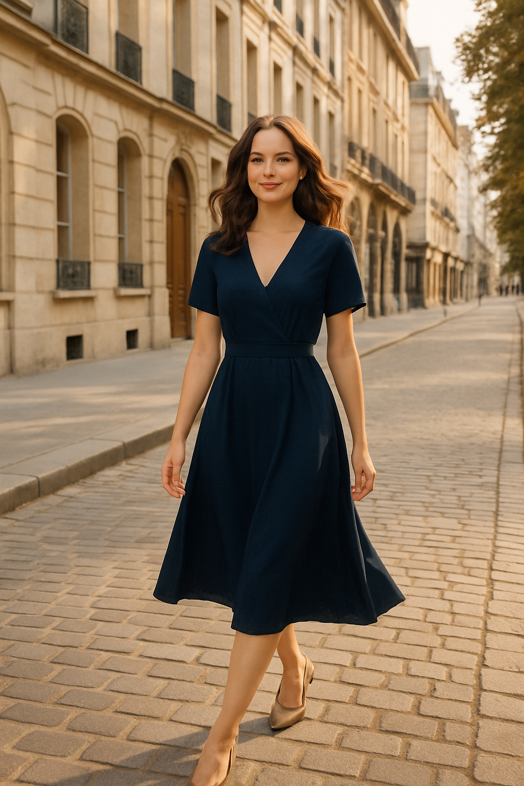 Robe maxi beige avec volants - Och Bella — navy blue (vue 2)