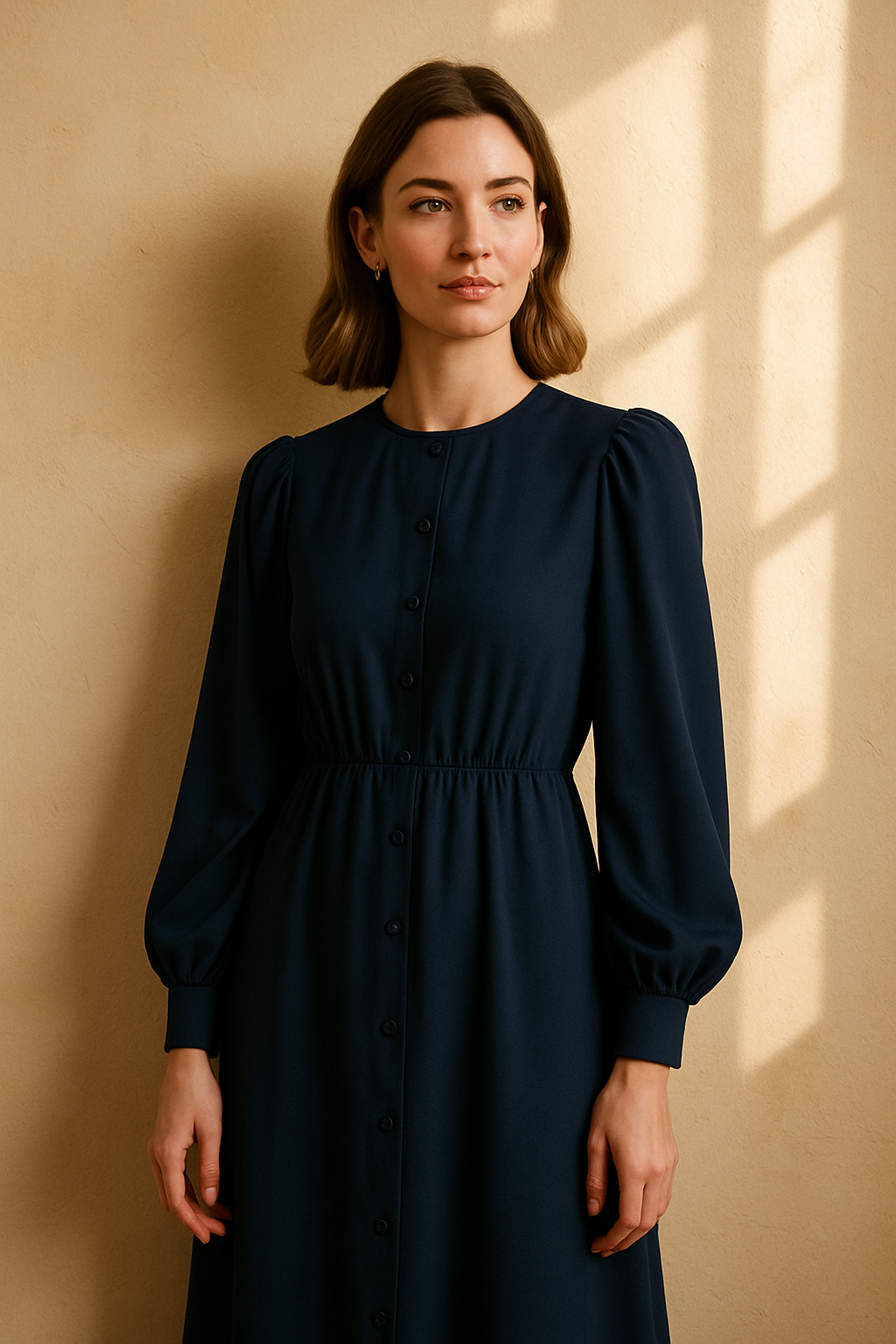 Robe maxi beige avec volants - Och Bella — navy blue (vue 3)