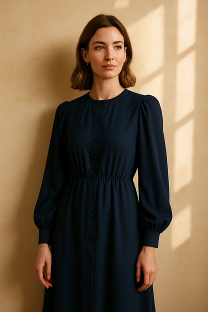 Robe maxi beige avec volants - Och Bella — navy blue (vue 3)