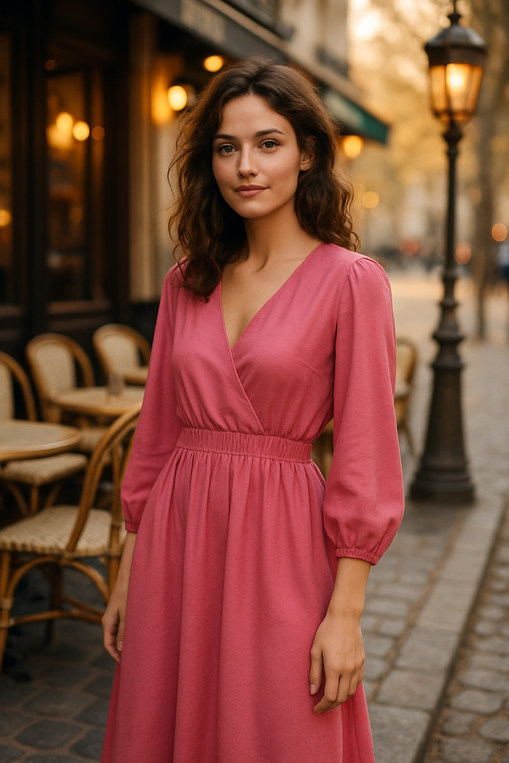 Robe maxi beige avec volants - Och Bella — pink (vue 1)