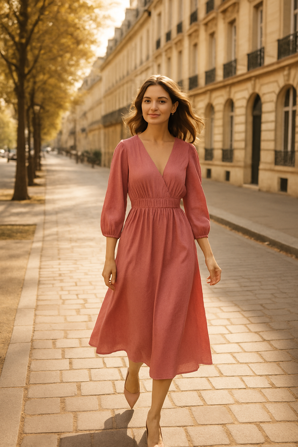 Robe maxi beige avec volants - Och Bella — pink (vue 2)