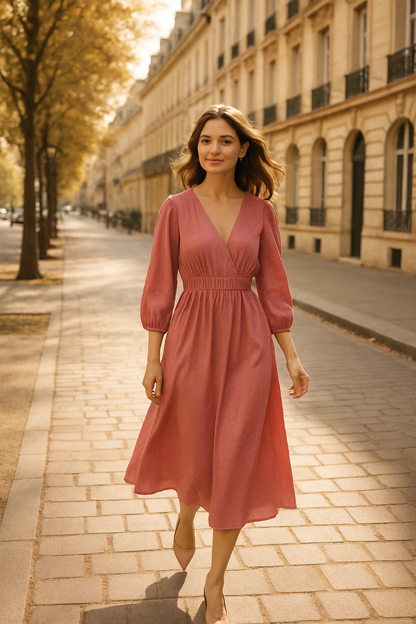 Robe maxi beige avec volants - Och Bella — pink (vue 2)