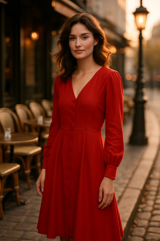 Robe Flare Blanche en Viscose - Sublevel — red (vue 1)