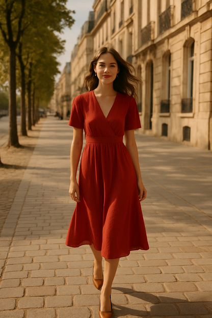 Robe Flare Blanche en Viscose - Sublevel — red (vue 2)